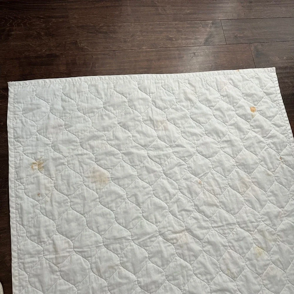 Vintage Care Bears Quilted Baby Blanket Blue Cloud Print 48x44 80s‎ Nostalgia